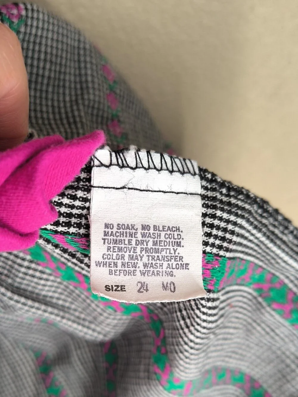 Vintage OshKosh B'gosh Pink Patterned Pinafore Dress And Top Made In USA 24 Mos